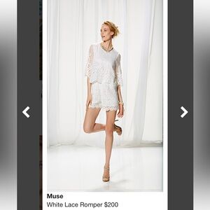 Muse White Lace Romper Sz 4. Bachelorette bridal honeymoon holiday vacation